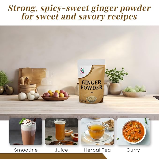 Ginger Powder 2 LB | As Spicy as Fresh Ginger | Flavourful Powdered | 100% Pure and Natural | Great for Baking and Tea | By Yogi’s Gift®