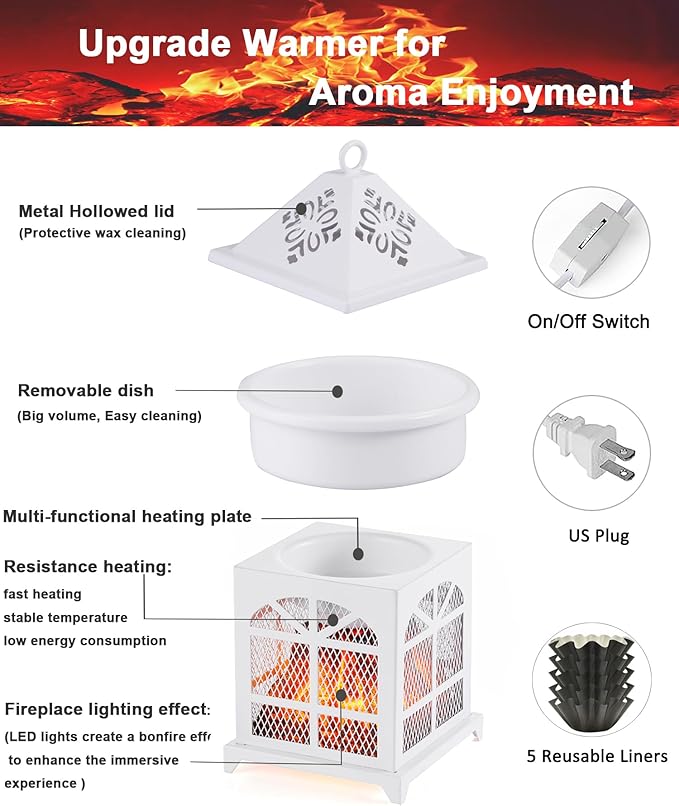 Dicimi Wax Melt Warmer,4-in-1 Electric Wax Melter (White, Window)