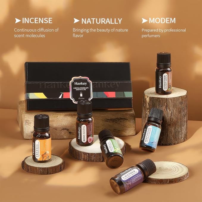 6-Piece Essential Oil Set - Lavender, Rose, Vanilla, Sandalwood, Freesia & Deep Ocean - 100% Pure Aromatherapy Oils for Relaxation, Sleep & Mood - Therapeutic Grade, Undiluted, Gift Ready