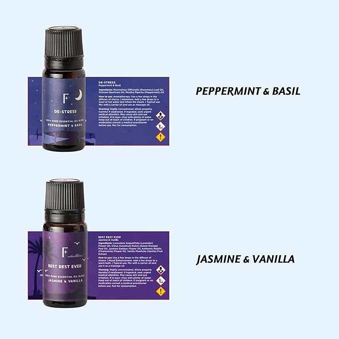 Folkulture Sleep Essential Oils Set | Set of 6 Pure Essential Oils for Diffusers for Home | Essential Oil Blend or Oil Diffuser Essential Oils | Lavender, Rosemary & Peppermint