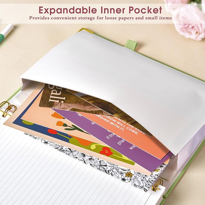 Hardcover Spiral Notebooks for Work, 5 Subject Notebook College Ruled with Dividers Tabs, 8.5" x 11" Lined Notebook Journal for Women, A4 Large Notebooks for School Note Taking, 240 Pages Pink