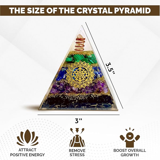 Tourmaline Orgone Pyramid – Anxiety Relief & Energy Shield – Handcrafted Orgone Generator with Tourmaline, Amethyst, Lapis Lazuli & Malachite – Meditation Altar Décor & Gift
