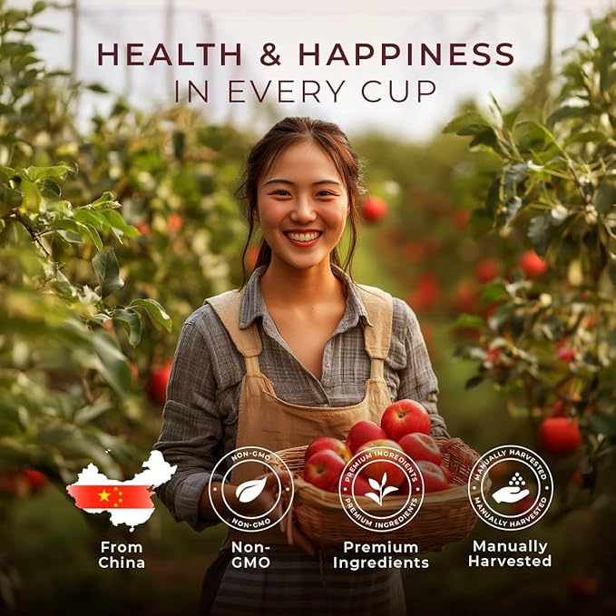 Gya Tea Co Cinnamon Apple Herbal Tea Bags (20 Bags) - Caffeine Free with a Tangy Flavor for All Day Comfort, Calming, Relaxing & Nourishing - Fruit & Herbal Blends