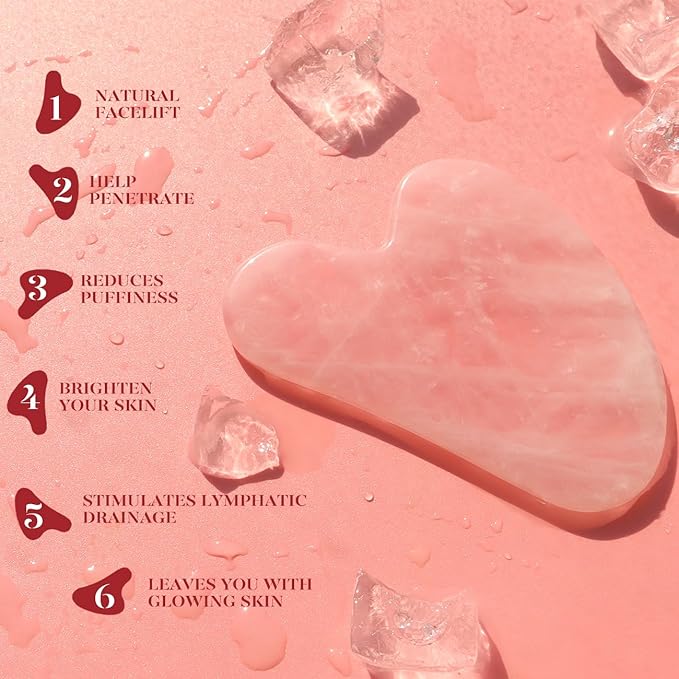 BAIMEI Jade Roller & Gua Sha, Face Roller, Facial Beauty Roller Skin Care Tools, Self Care Gift for Men Women, Massager for Face, Eyes, Neck, Relieve Fine Lines and Wrinkles - Rose Quartz