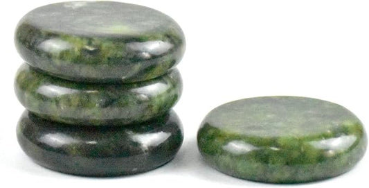 4Pcs Hot Massage Stones Set Natural Green Jade Heated Warmer Stone for Spa Massage (7 * 7CM)