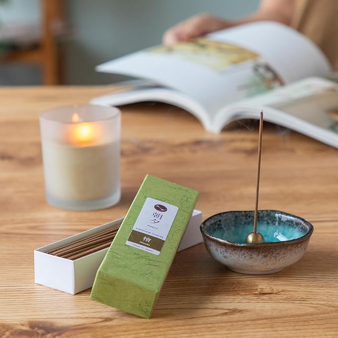 Asayu Japan Traditional Incense Sticks Hinoki Cypress Fragrance Scent (20gr) for Morning Meditation, Relax or Yoga, Made in Japan