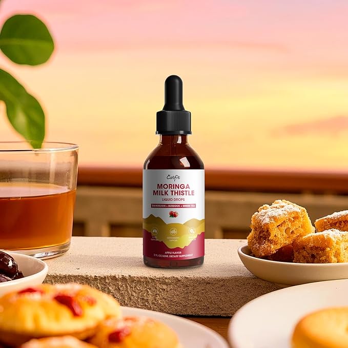 Milk Thistle Liver Detox Drops Apple Flavor – Liver Cleanse Detox & Repair with Moringa, Dandelion, Burdock & Green Tea – Herbal Liquid Supplement for Liver Support & Liver Health, Vegan, 2 Fl Oz