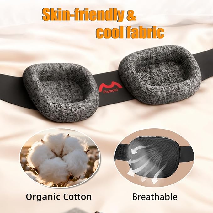 Eye Mask for Sleeping - 100% Blacking Sleep Mask for Men Women, Sleep Mask for Cpap Users with Adjustable Night Blindfold Flight, Travel, Nap, Black