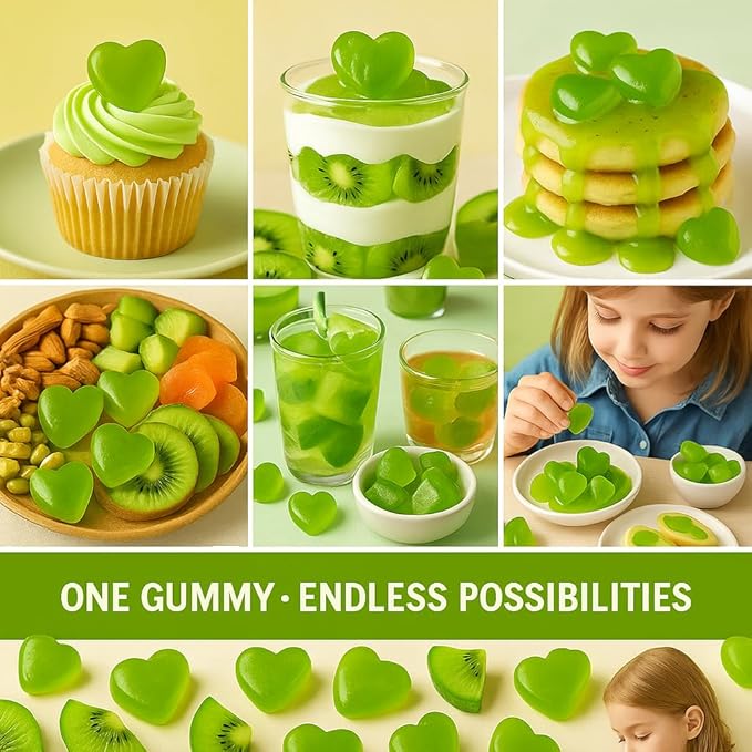 Confect Kiwi Sunburst Chews – Vegan Fruit Gummies – 6 Packs x 1.76 oz – Gluten-Free, No Corn Syrup, Heart Shape