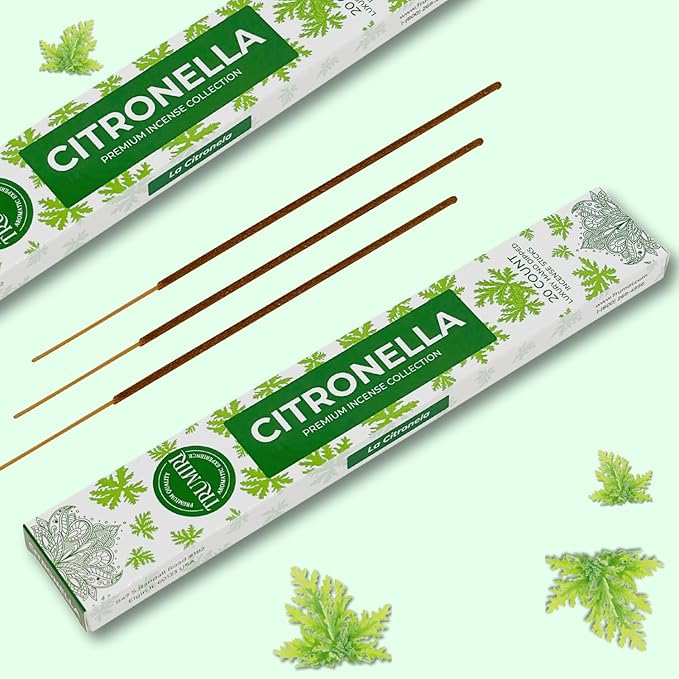Citronella Incense Sticks for Outdoor Camping - Total 40 Insence-Sticks - Dual Pack of 20 Insense - Inciensos - Inscents - Natural Non Toxic Ingredients - Incents - Incence - Inscense