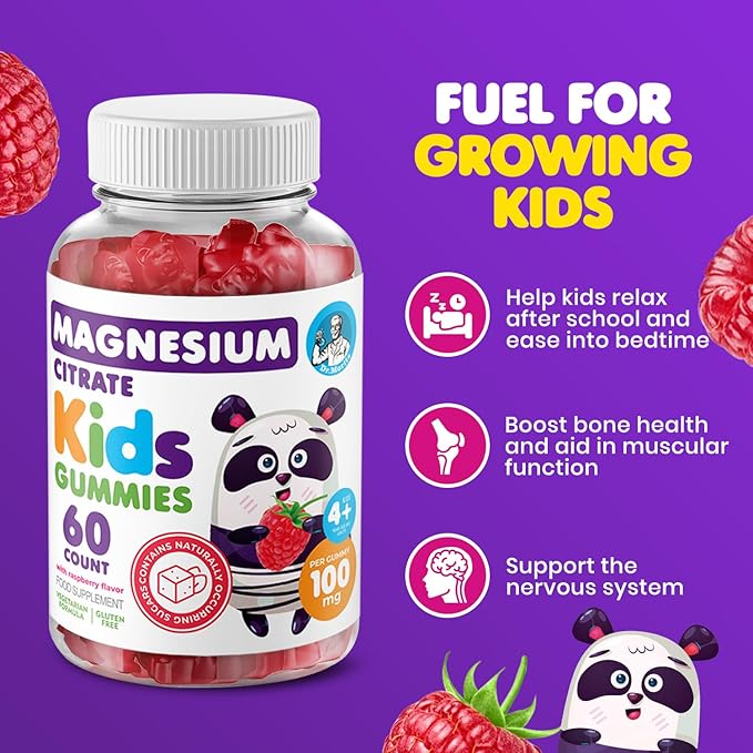 DR. MORITZ Calm Magnesium Gummies for Adults (200mg, 60 Count) and Kids Magnesium Gummies (60 Count, 2 Pack) - for Relaxation Support - Sugar-Free & Non-GMO - Raspberry Flavor