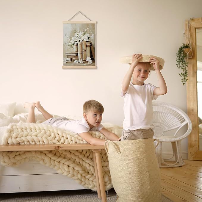 Exqcom Vintage Floral Book Wall Decor, Bookish Light Academia Wall Art Poster, Cottagecore Aesthetic Bookworm Reading Posters for Reading Room Nook Corner Library Classroom, 12x16 Inches