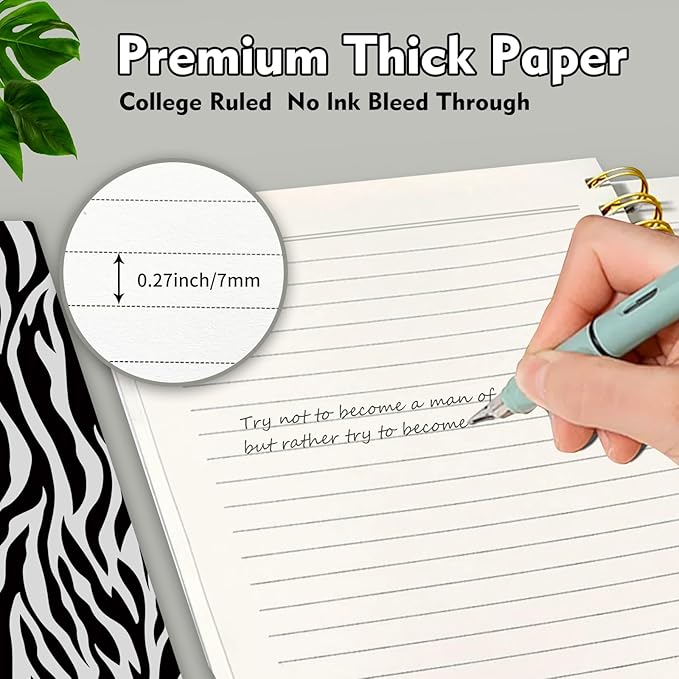 Cute Spiral Notebook, Journal for Women, Hardcover Spiral Journal, 5.5 x 8.3 Inches, 120 Pages,100gsm Paper, for Gifts Nurse Teacher Women Office Supplies(Zebra Pattern)