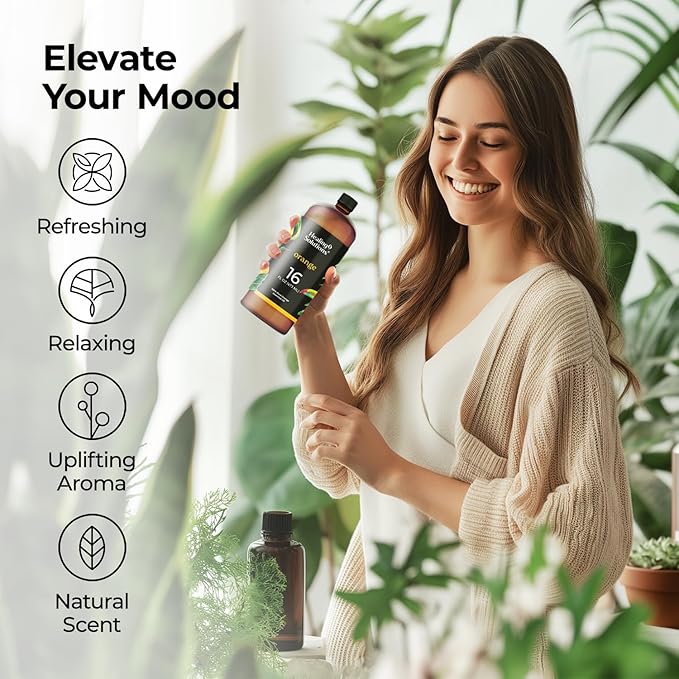 Healing Solutions Orange Essential Oil Bulk, 16oz - 100% Pure Large Bottle of Sweet Orange Essential Oil for Cleaning & More - Orange Essential Oil for Skin - Citrus Essential Oil Bulk