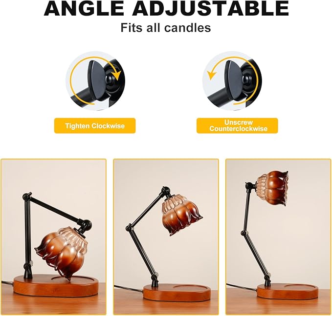 Candle Warmer Lamp With 2 Bulbs, Dimmable With Timer, 2H/4H/8H Timer, Adjustable Height & Heat, Electric Lamp Compatible With Large Jar Candle