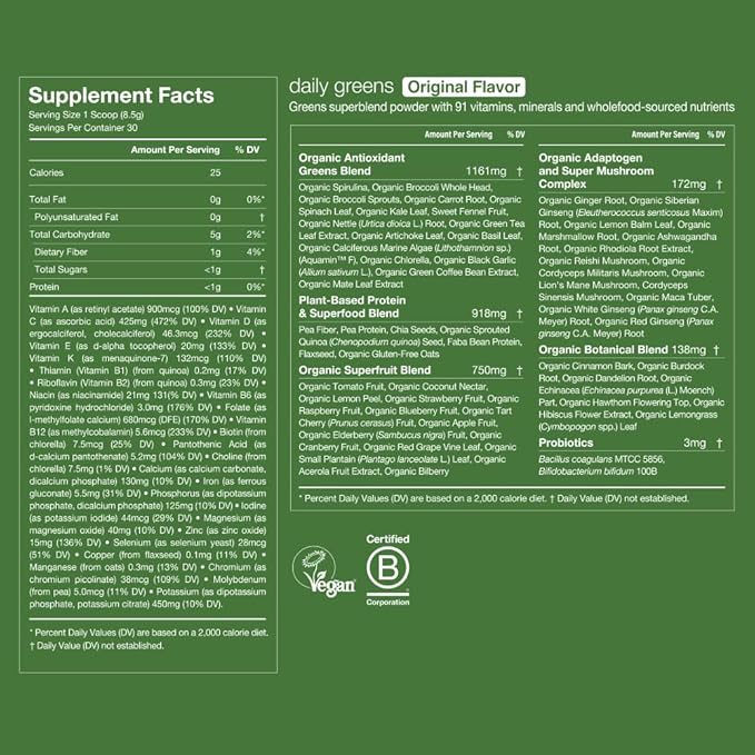 Huel Daily Greens Watermelon | Superfood Greens Powder | 91 Vitamins, Minerals, and Wholefood-Sourced Ingredients | Adaptogens, Antioxidants, Gut-Friendly Probiotics | 30 Servings