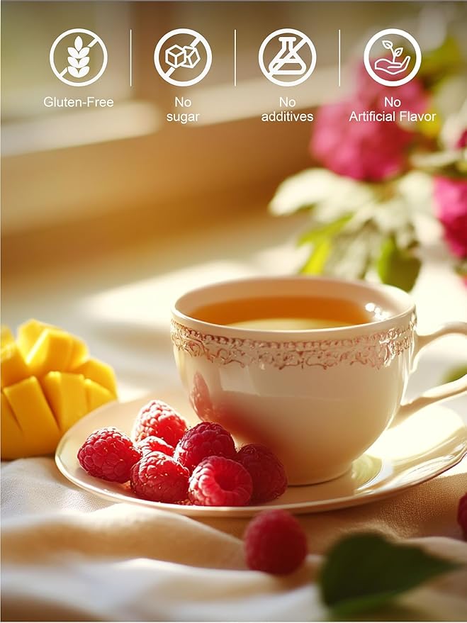 TeeLux Mango Ginger Tea, Zesty Ginger Root & Warm Cinnamon & Sweet Spices Blend, Caffeine Free, Aromatic & Flavorful, 100 Count