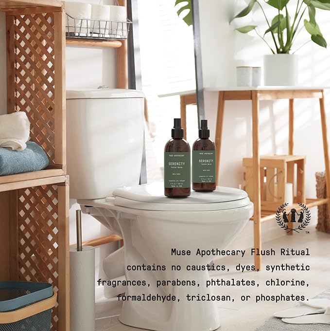 Muse Apothecary Flush Ritual - Botanical Collection - Aromatic & Refreshing Toilet Spray, Use Before You Go, Infused with Natural Aromatherapy Essential Oils - 8 oz, Warm Cedar, 2 Pack