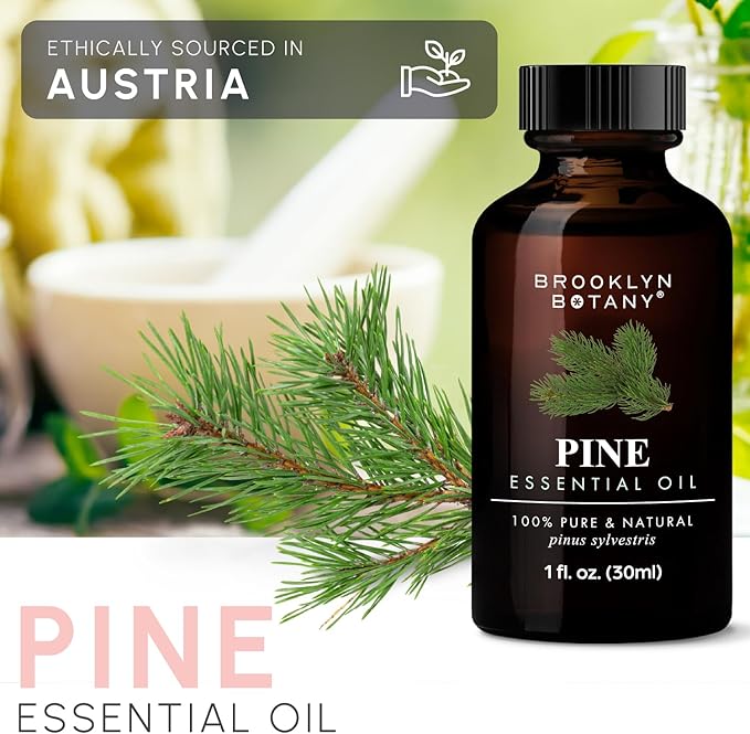 Brooklyn Botany Pine Essential Oil - 100% Pure and Natural - Premium Grade Oil with Dropper - for Aromatherapy and Diffuser - 1 Fl Oz