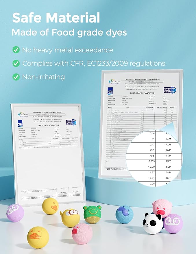 Momcozy Essential Oil Bath Bombs,14 Pcs Bubble Bath Fizzy Balls with 7 Cute Animal Shapes,Bath Bombs Gift Set for Kids Girls Boys Toddler, Ideal Gift for Children's Day, Bath Bomb Kit