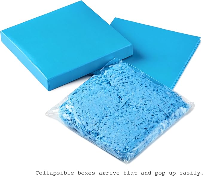 Hallmark Medium Gift Box with Lid and Shredded Paper Fill (Turquoise Blue 7 inch Box) for Birthdays, Graduations, Anniversaries, Baby Showers, All Occasion