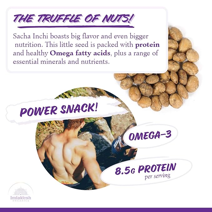 Imlak'esh Organics, Sacha Inchi Nuts (2.25oz Pouch), Protein Super-Nuts — 0 Net Carbs | Keto | Paleo | Organic | Regenerative | Protein | Gluten-Free | Non-GMO