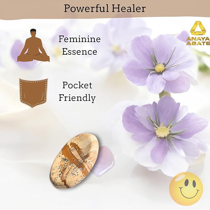 Picture Jasper Worry Stones – Crystal Thumb Worry Stone for Anguish, Stress – Relaxing and Soothing Balance Stones for Meditation, Stress Relief – Healing Stones and Crystals for Men and Women