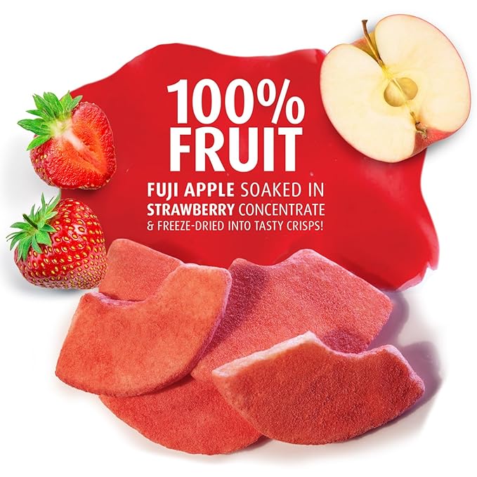 Brothers All Natural Infused Freeze Dried Fruit Crisps, Fuji Apple Infused with Strawberry, 0.85 Oz (Pack of 8), Made with 100% Fruit, Gluten Free, Soy Free, Vegan, Heathy Snack, Resealable Pouch