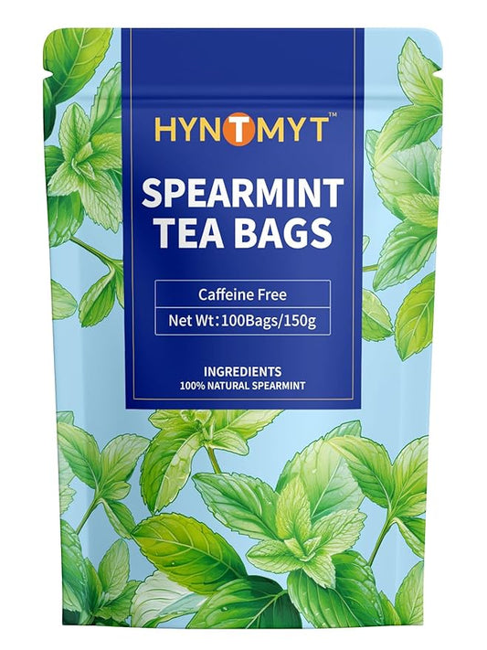 HYNTMYT Spearmint Tea Bags, Natural Spearmint Leaves, Crisp & Clean Flavor, Caffeine Free, 100 Count