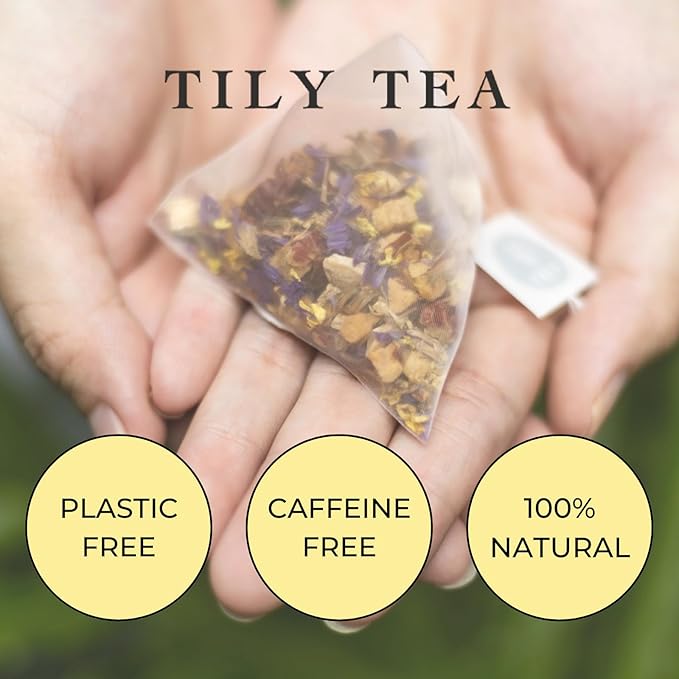 Tily Tea Morning Shine Breakfast Tea - Natural Herbal Tea for Focus and Energy - Ginger and Ginseng - Caffeine Free - 10 Plastic-Free Tea Bags