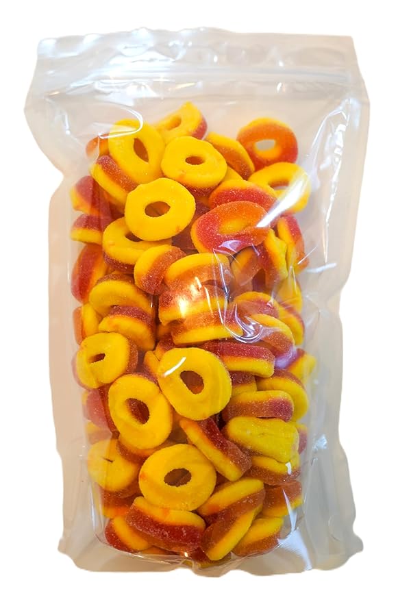 Delicious Sweet Peach Gummy Rings - 2 lbs in a Resealable Bag to Ensure Freshness