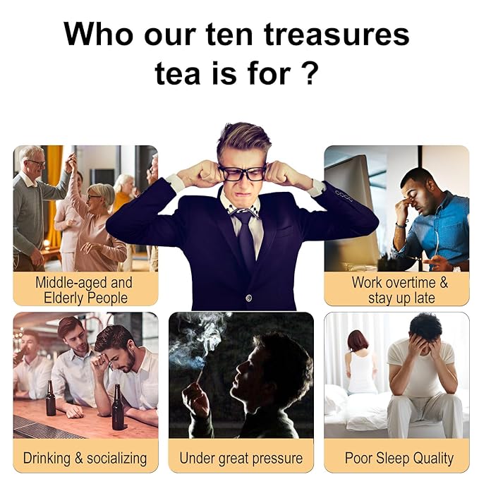 Kidney Tea Ginseng Ten Treasure Tea, Ginseng Five Treasure Red Date Wolfberry Chinese Herbal Tea, Zhu Gen Wu Bao Cha, Kidney Cleansing for Men & Women (20 bags/2Boxes)