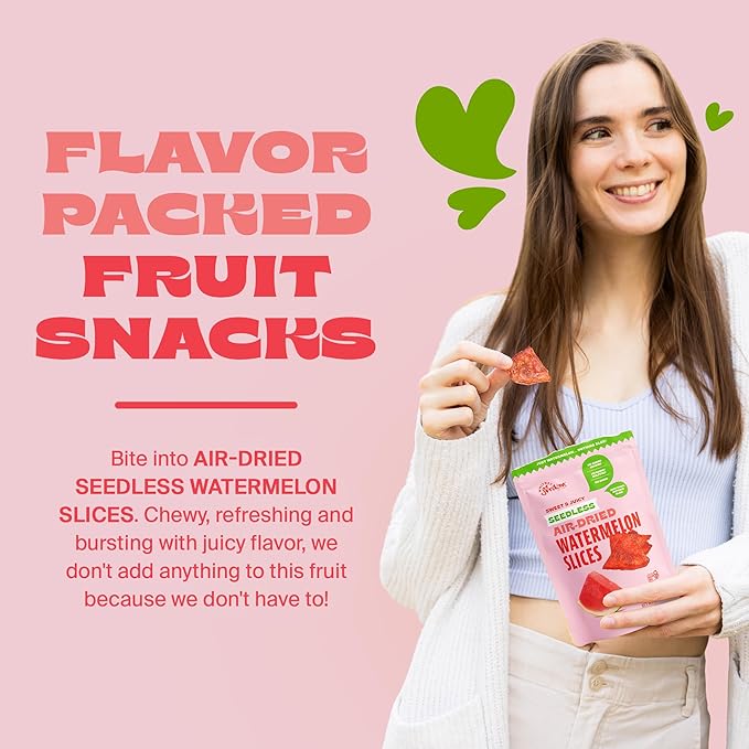 Whitney Jordan Naturals Air-Dried Watermelon Slices | Dried Fruit Snack Made from Real Watermelon | No Sugar Added, Gluten-Free, Vegan, Chewy Fruit for Healthy Snacking On-the-Go | 2 Oz, Pack of 10