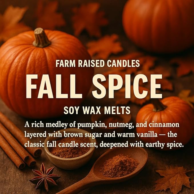 Farm Raised Candles – Farm Fresh - American Soy Wax Melts - Fall Wax Melts Variety 1 LB Bundle (5 Packs, 16 oz) – Hand-Poured Soy Wax Cubes – Apple, Cinnamon, Pumpkin, Pecan Waffles