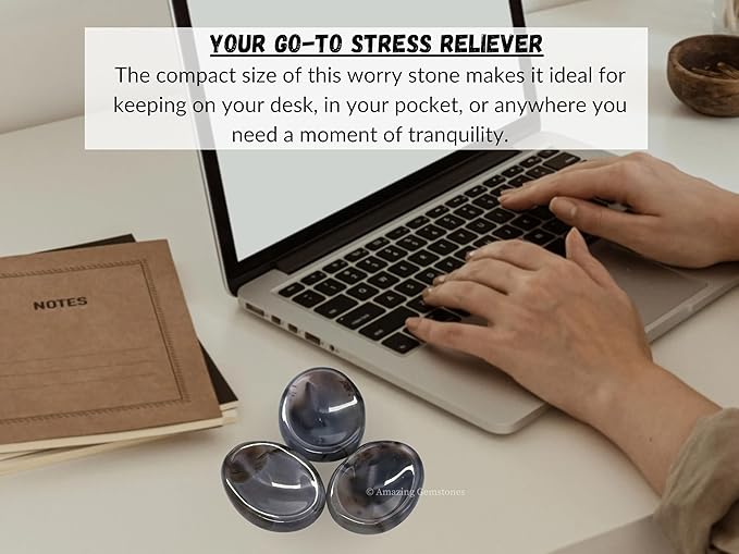 Amazing Gemstone Dendrite Agate Worry Stone Crystals and Healing Stones - Worry Stones for Stress Relief Gifts - Piedra Crystal Fidget for Meditation - Unique Stocking Stuffers and Birthday Gifts