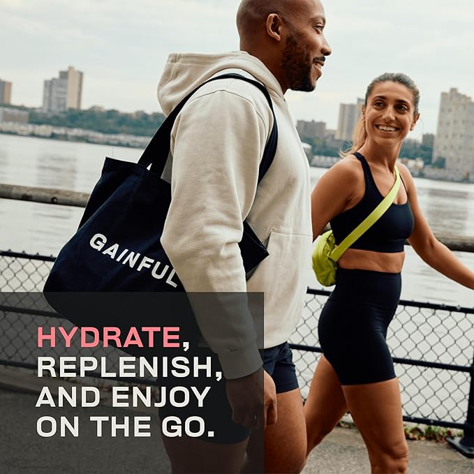 Gainful Hydration Powder Packets, Caffeine Free with Key Electrolytes Magnesium and Sodium, Energy Support, Low Sugar, Strawberry Lemonade, 21 Sticks