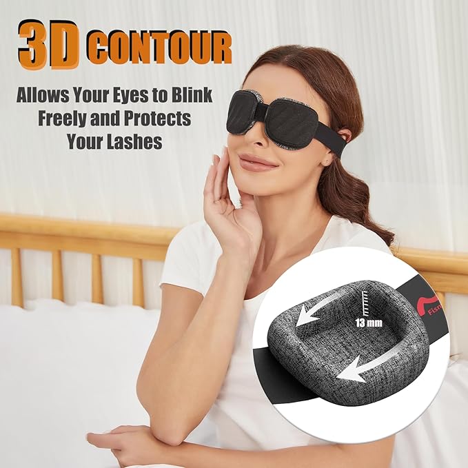 Eye Mask for Sleeping - 100% Blacking Sleep Mask for Men Women, Sleep Mask for Cpap Users with Adjustable Night Blindfold Flight, Travel, Nap, Black