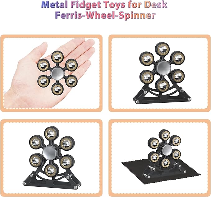 Desk-Fidget-Toys for Ferris-Wheels-Spinner: 4mins Metal Kinetic-Spinner Cool-Gadgets for Office Home School Christmas, EDC-Toy ADHD Tools Cool-Stuff Stress Relief Gift for Kid Children Teen Adult