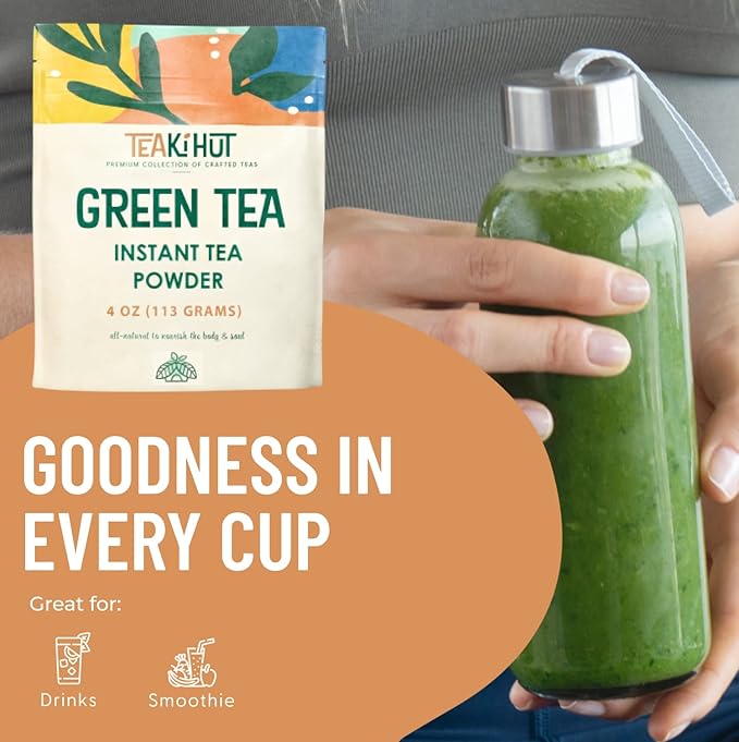 Instant Green Tea Powder 4 Ounce (200 Servings) 100 Percent Pure Tea No Fillers, Additives or Artificial Ingredients of Any Kind