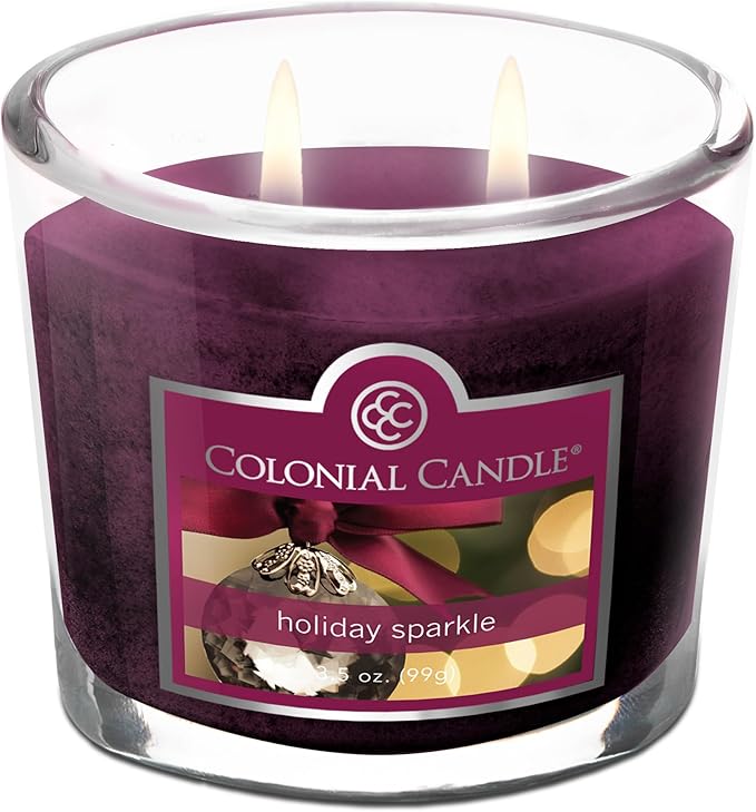 Colonial Candle Holiday Sparkle Scented Jar Candle, 2 Wick, 3.5 oz, Mottled Wax Candle