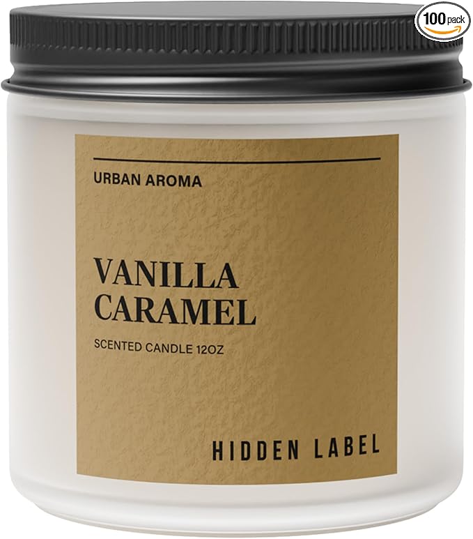 Hidden Label Vanilla Caramel Fall Candles, 12oz 2 Wick Non Toxic Candles for Home Scented, Natural Soy Wax Clean Burning Aromatherapy Candle, 70H Long Lasting for Gifts Stress Relief & Relaxation