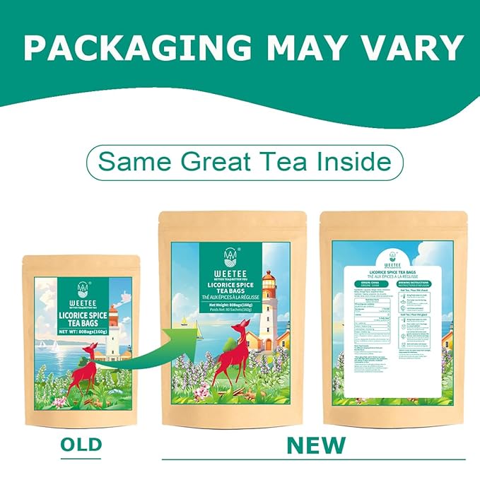 WT WEETEE Licorice Spice Herbal Tea Bags, 2g x 80 Counts, Sweet with Warming Spices Tea Includes Licorice Root, Ginger, Clove, Cinnamon & More, Natural Caffeine-free