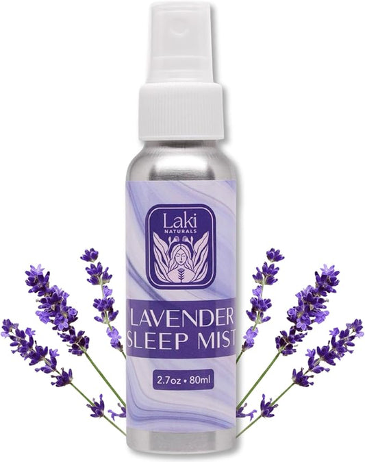 Laki Naturals Lavender Sleep Mist (2.7oz) | Hydrosol Body Spray w/Essential Oil | Natural Sleep Aid to Relax, Soothe and Calm The Mind & Senses