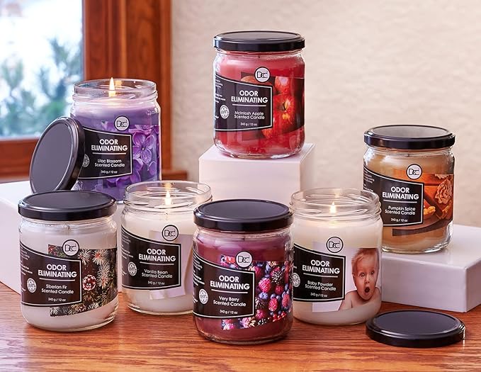 Baby Powder Two Pack Odor Eliminating Highly Fragranced Candle - Eliminates 95% of Pet, Smoke, Food, and Other Smells Quickly - Up to 80 Hour Burn time - 12 Ounce Premium Soy Blend