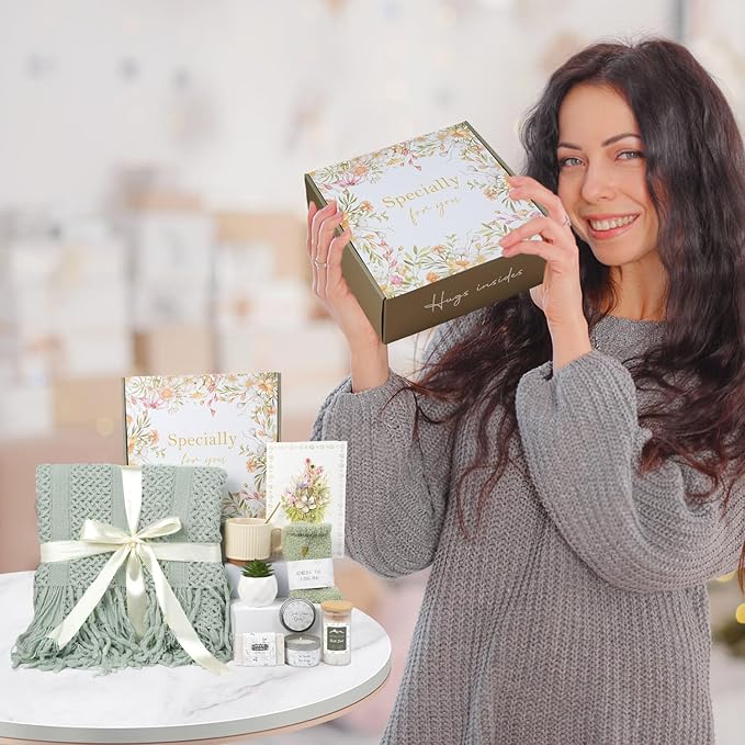 Get Well Soon Gift Baskets for Women, Inspirational Self Care Gifts for Women, Relaxation Chemo Care Package Thinking of You Gifts for Woman, Encouragement Surgery Recovery Miscarriage Gift