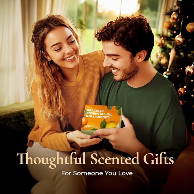 Gya Labs Peaceful Roll on Essential Oils Set - 100% Pure Natural Relaxing Gift for Women & Men - Blend for Calming, Refreshing, Stress Comfort, Aromatherapy Essential Oil Gift Set (0.34 Fl Oz Each)