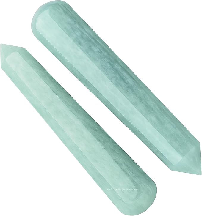 Amazing Gemstone Amazonite Crystal Wand Massage Stick - Pelvic Wand Gua Sha for Adults - Crystals and Healing Stones Massage Wands for Adults Gifts (Pointed)