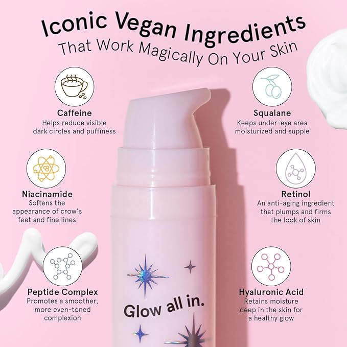 grace & stella Retinol & Caffeine Under Eye Serum Anti Aging - Travel Essentials - Hydrating Cream with Niacinamide, Peptides - Reduce Wrinkles, Crow's Feet, Puffiness - Vegan Skincare (0.5 floz/15ml)