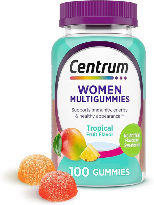Centrum Women’s Multivitamin Gummies, Immune, Energy, Healthy Appearance Support, 100 Count, 50 Day Supply
