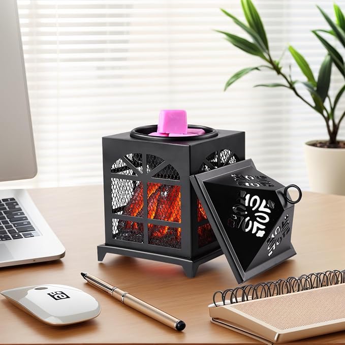 Dicimi Electric Wax Melter, House Shape Warmer, Creates Cozy Campfire Ambiance, 18W Energy-Saving, for Wax Cubes & Oils, Matte Black Farmhouse Home Decor